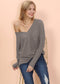 Waffle Knit Pocket Long Sleeve Top