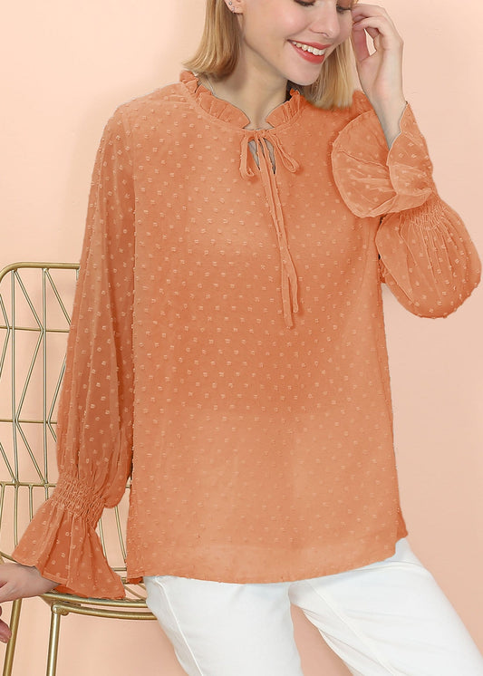 Clip Dot Long Sleeve Sweater Blouse