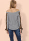 Off Shoulder Leopard Knitted Long Sleeve Top