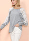 Lace Crochet Long Sleeve Ruffle Top