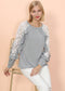 Lace Crochet Long Sleeve Ruffle Top