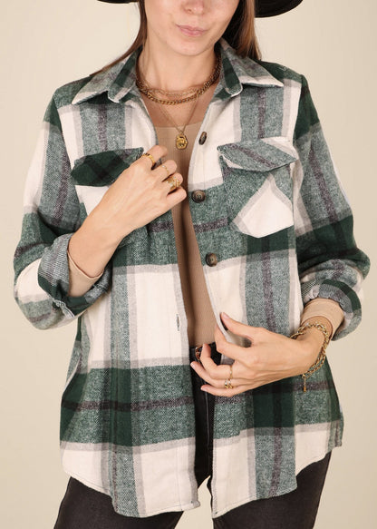 Wide Plaid Button Up Collared Shirt