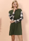 Long Sleeve Plaid Print T-Shirt Dress