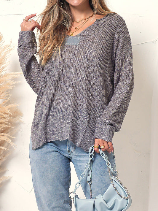 Deep U Neck Knitted Long Sleeve