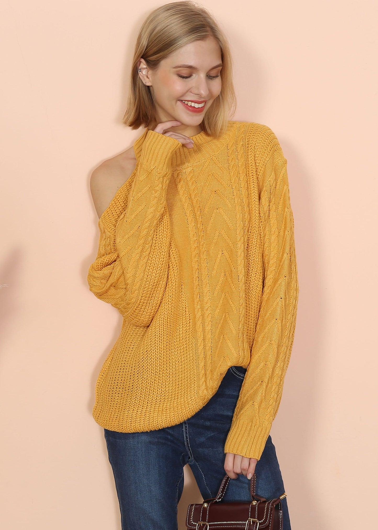 Cut Out Cable Knit Sweater