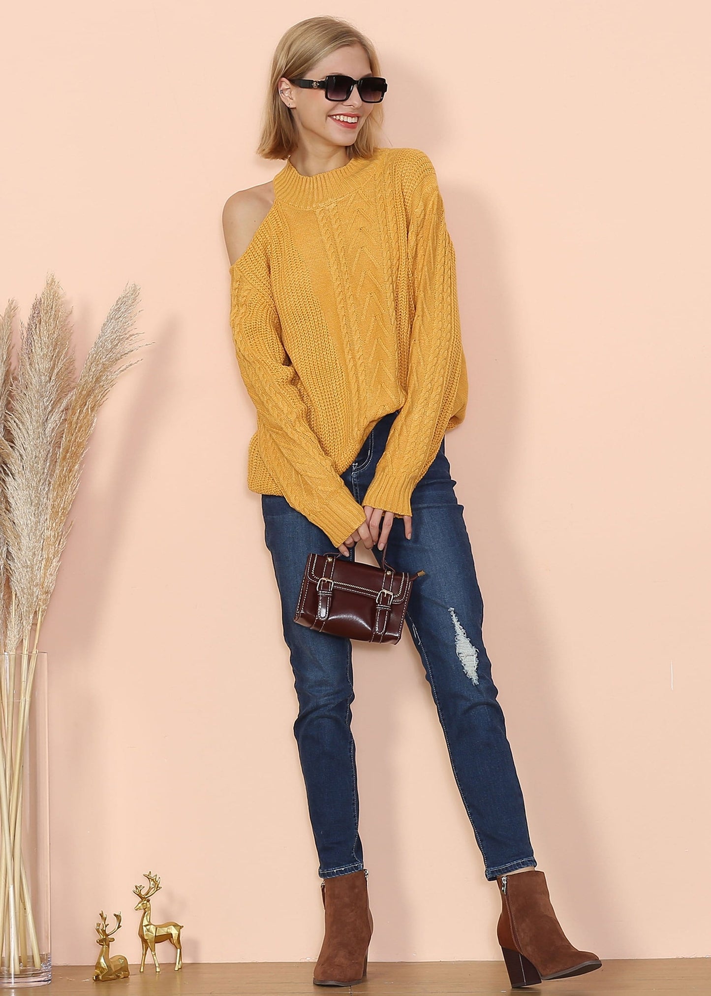 Cut Out Cable Knit Sweater