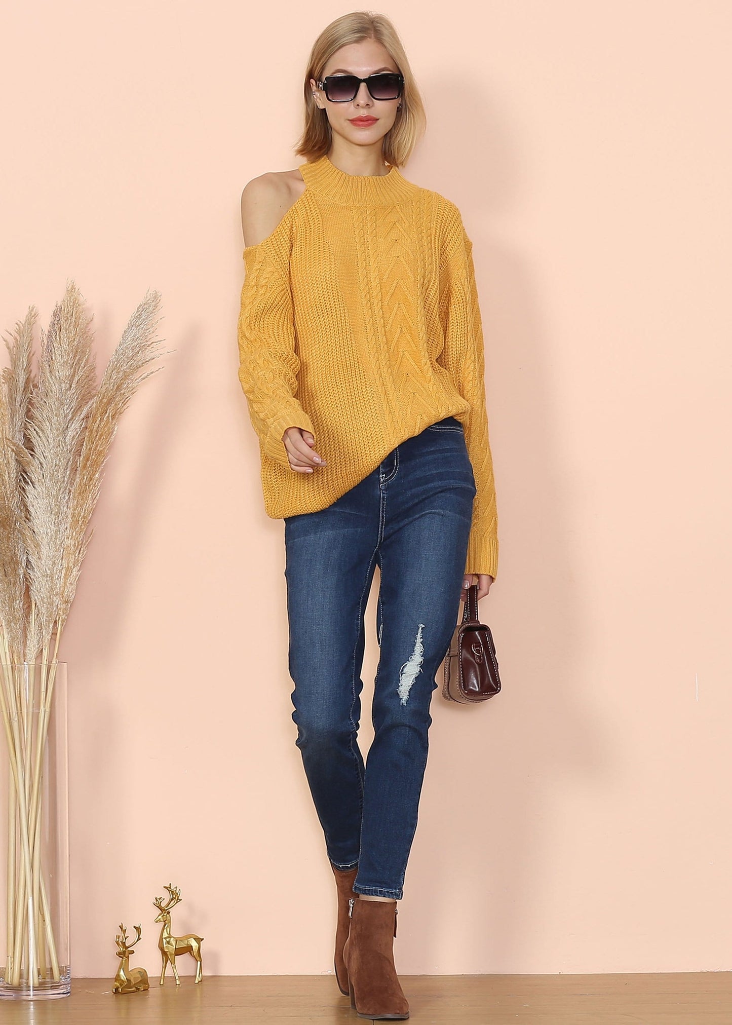 Cut Out Cable Knit Sweater