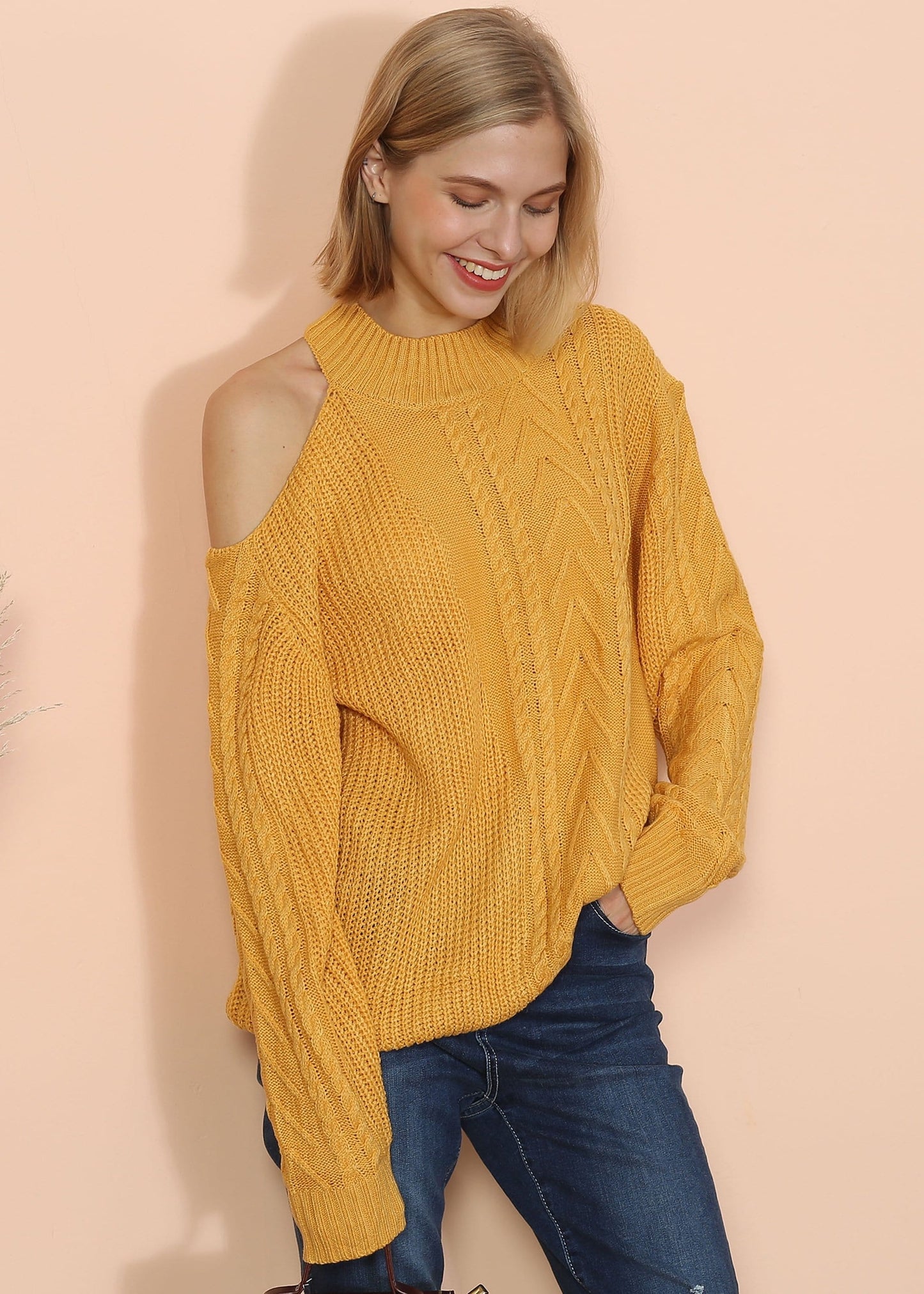 Cut Out Cable Knit Sweater