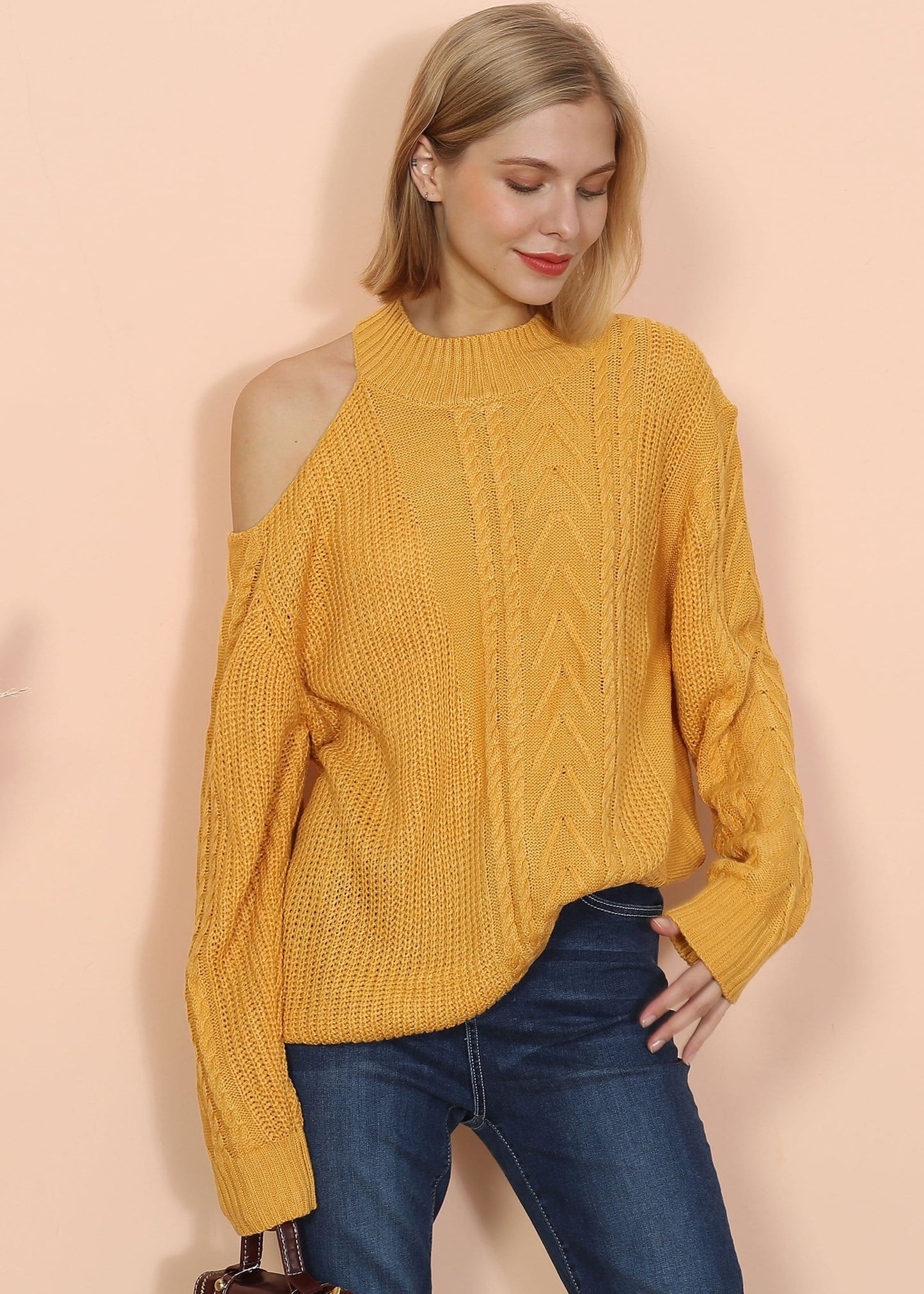 Cut Out Cable Knit Sweater