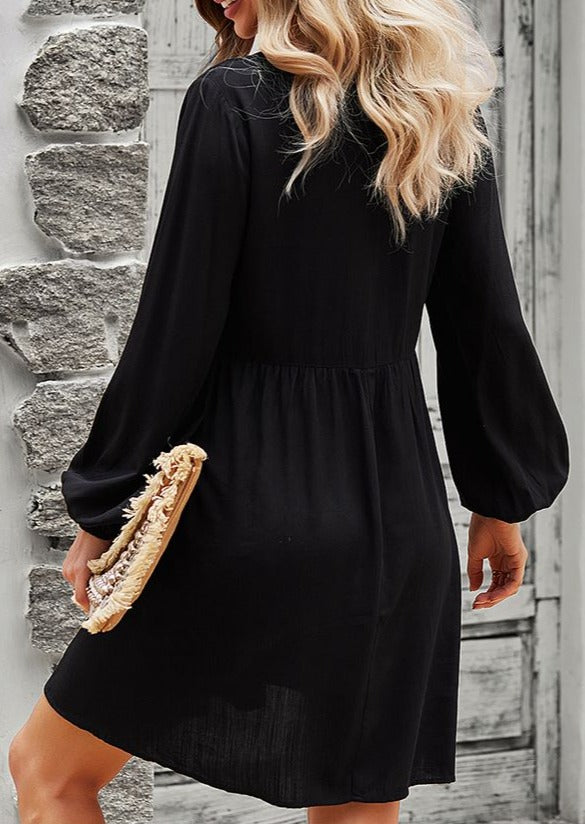 Tie Neck Tunic Dress