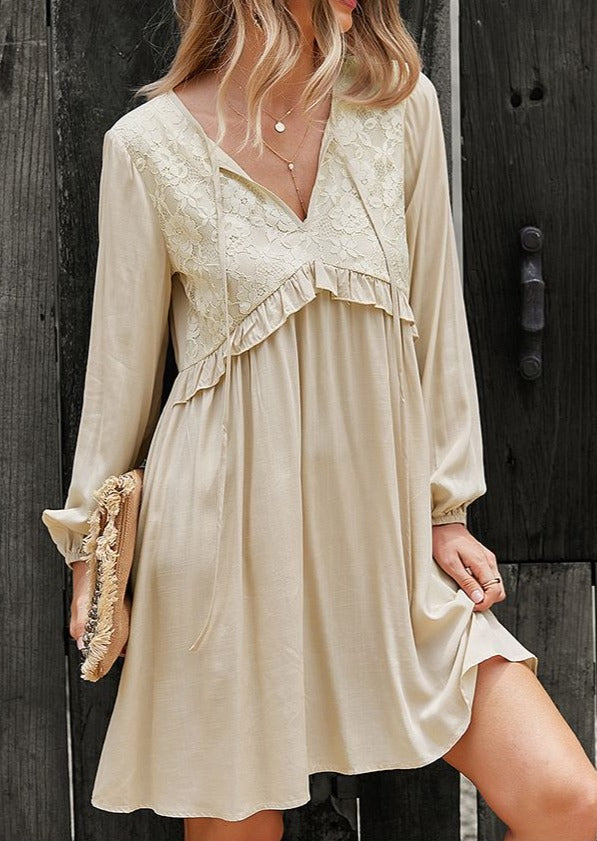 Tie Neck Tunic Dress