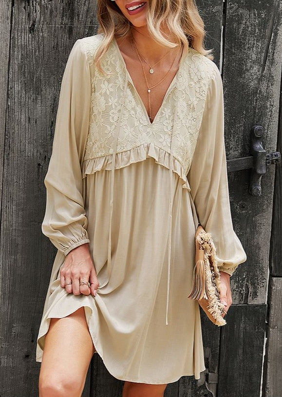 Tie Neck Tunic Dress