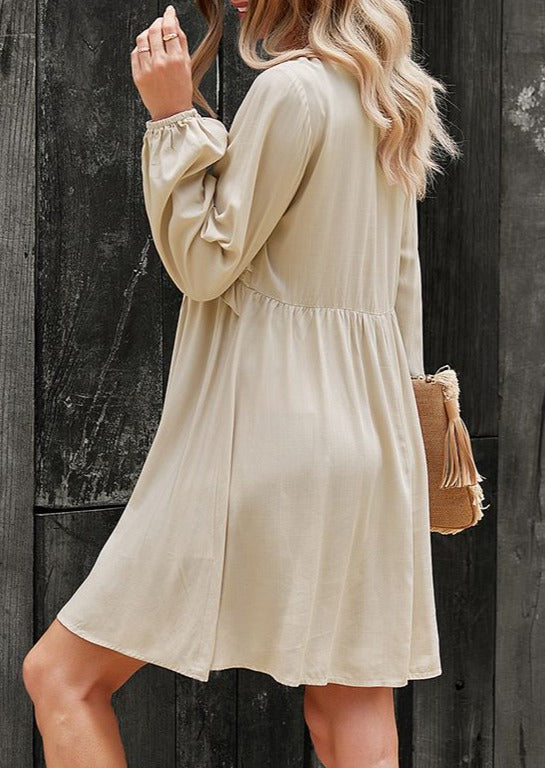 Tie Neck Tunic Dress