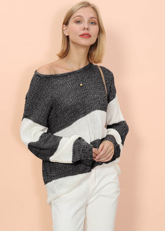 Color Block Striped Long Sweater