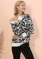 Drop Shoulder Leopard Print Sweater