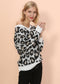 Drop Shoulder Leopard Print Sweater