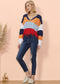 Frayed Hem Color Block Sweater