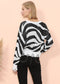 Zebra Print Frayed Hem Sweater