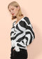 Zebra Print Frayed Hem Sweater