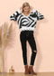 Zebra Print Frayed Hem Sweater