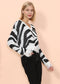 Zebra Print Frayed Hem Sweater