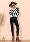 Zebra Print Frayed Hem Sweater