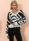 Zebra Print Frayed Hem Sweater