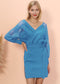 Surplice Neck Lace Sleeve Dress