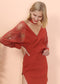 Surplice Neck Lace Sleeve Dress