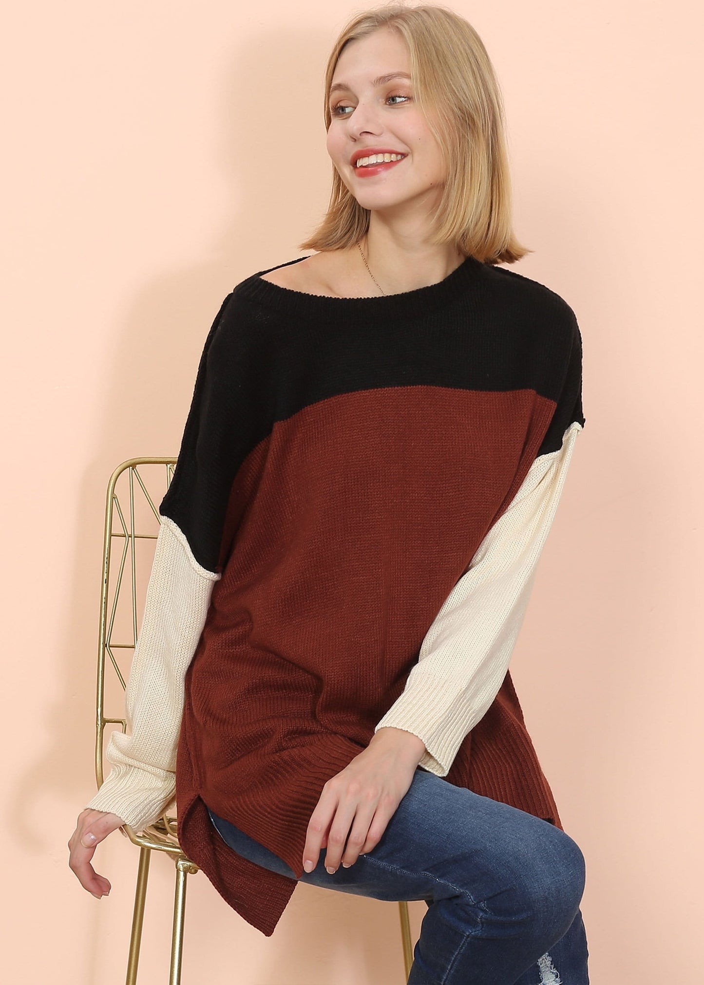 Multicolor Drop Shoulder Sweater