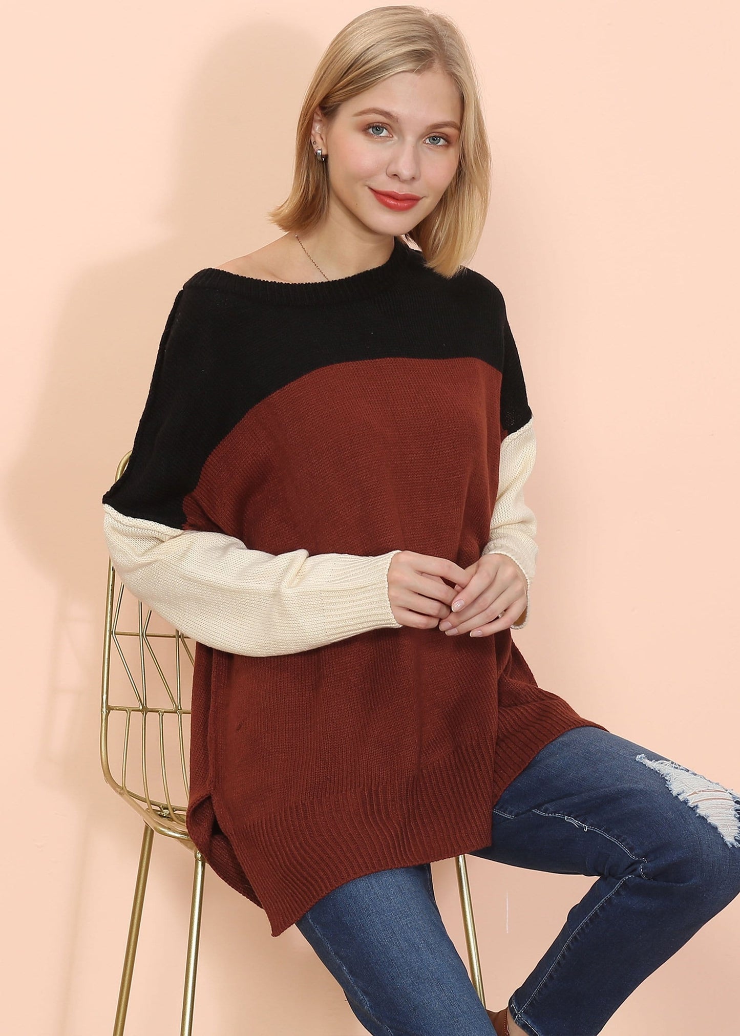 Multicolor Drop Shoulder Sweater