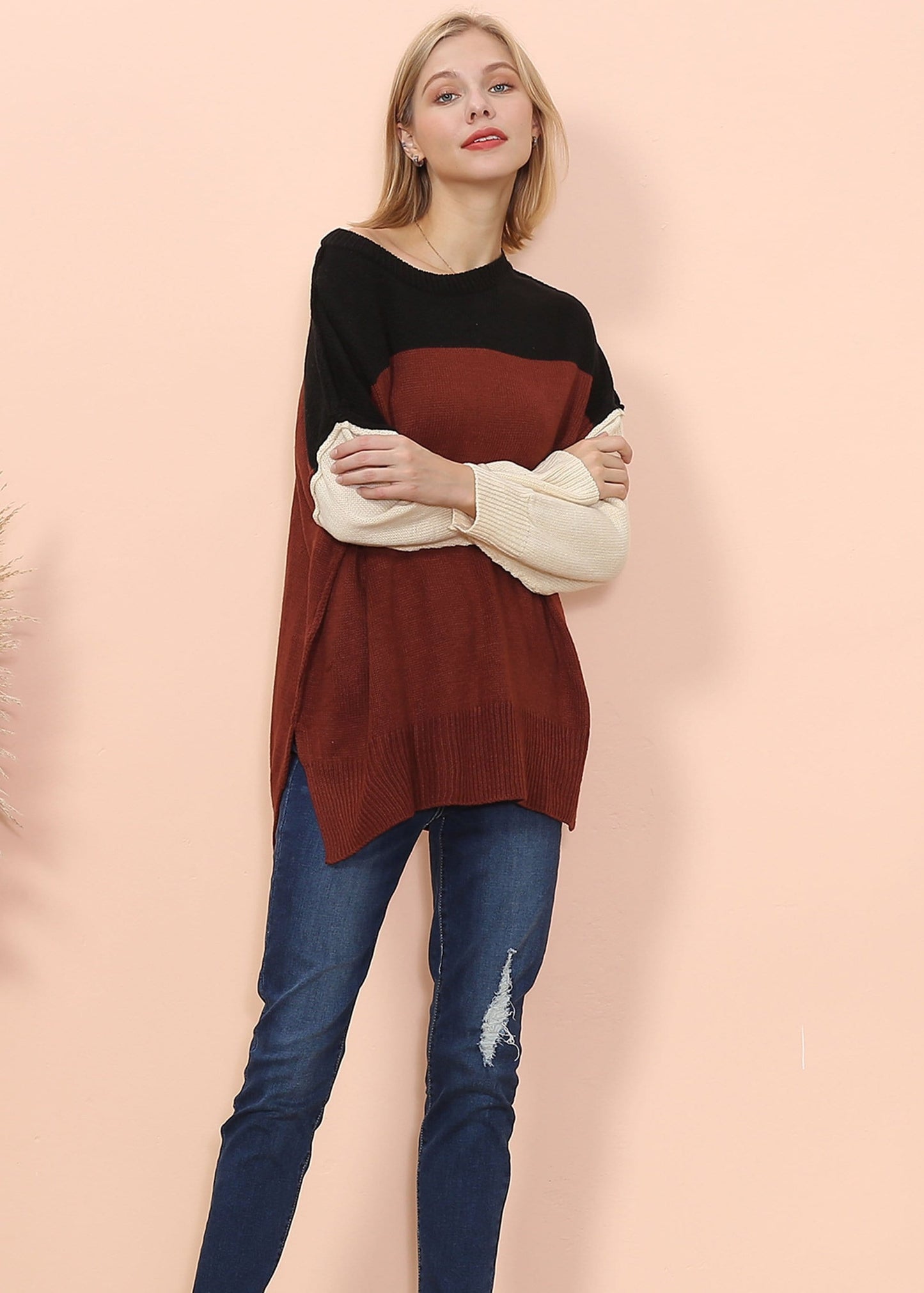 Multicolor Drop Shoulder Sweater