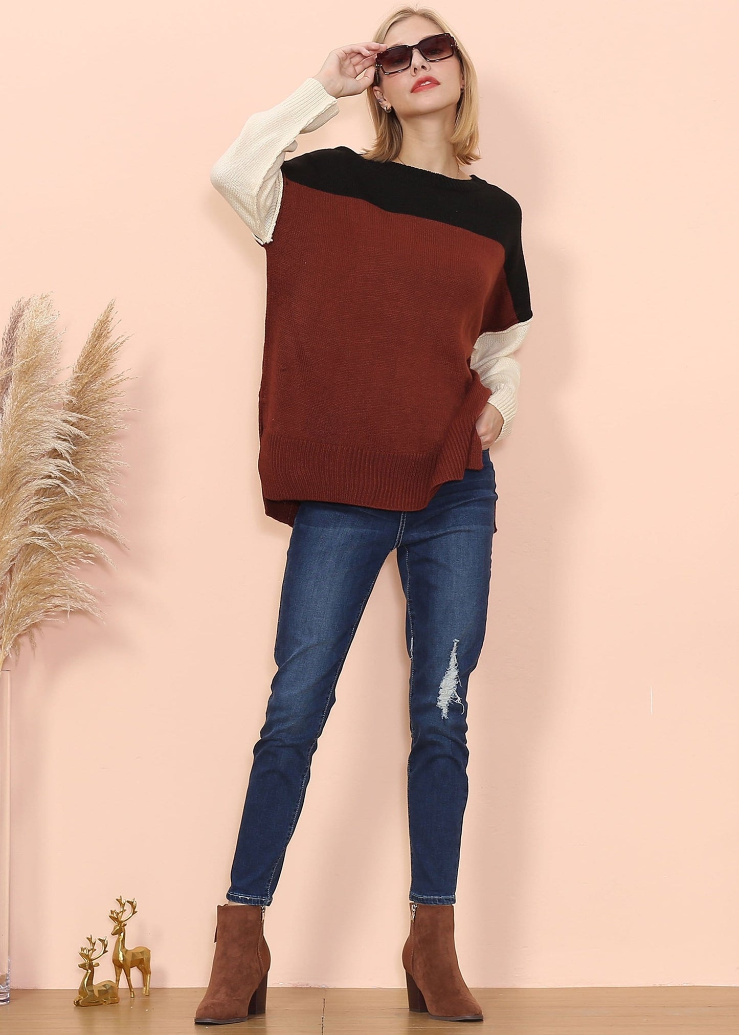 Multicolor Drop Shoulder Sweater