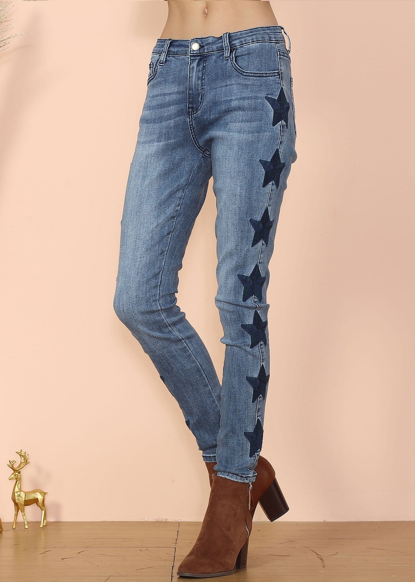 Star Side Print Skinny Jeans