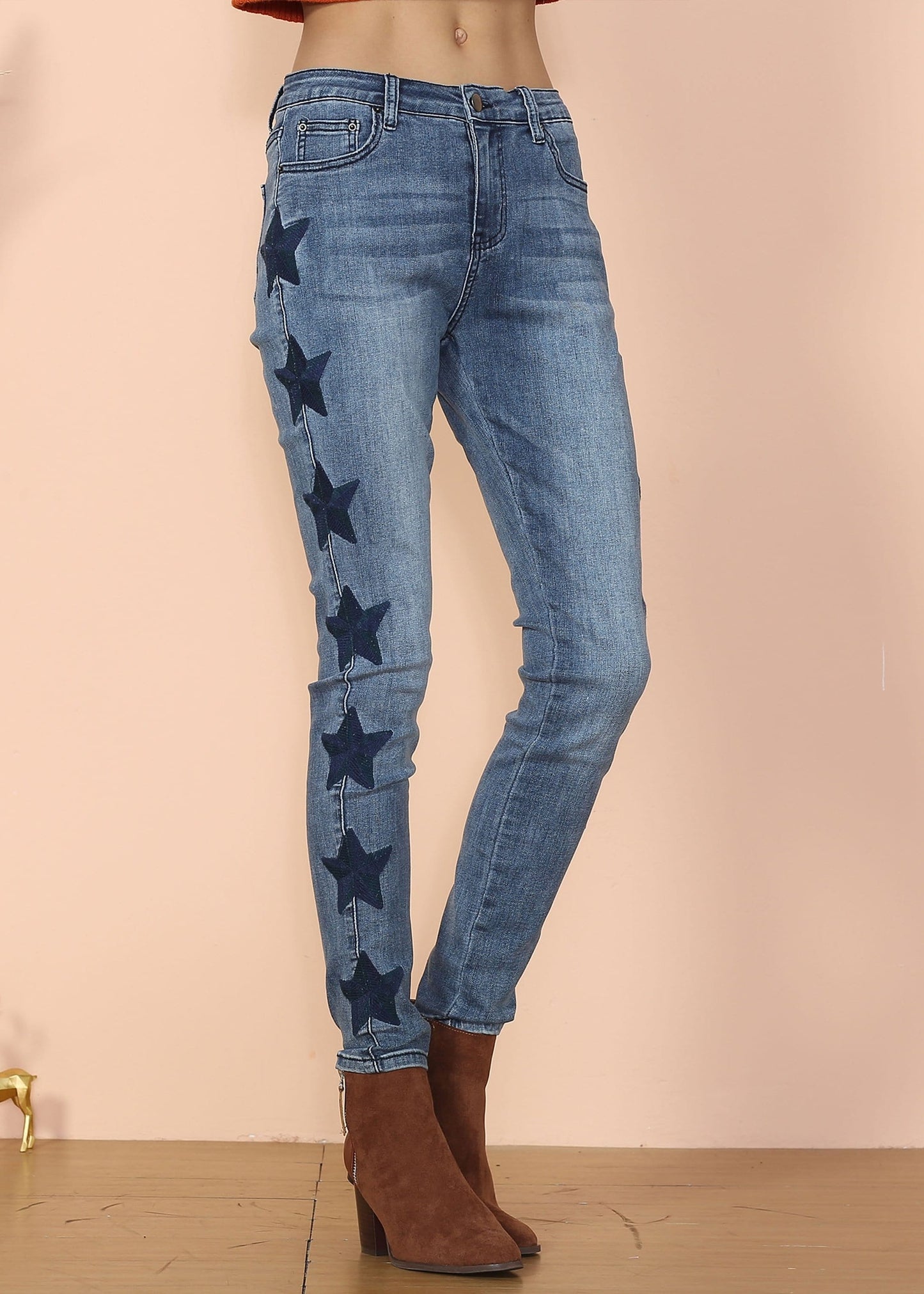 Star Side Print Skinny Jeans