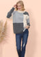 Color Block Front Turtleneck Sweater