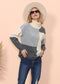 Color Block Front Turtleneck Sweater