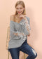 Flower Applique Bishop Sleeve Sweater