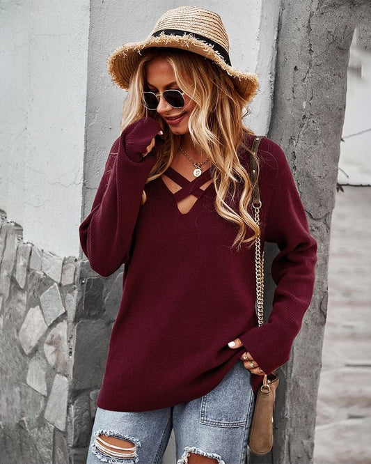 Criss Cross Front Knit Sweater