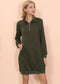 Solid Kangaroo Pocket Sweater Dress