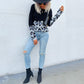 Two Tone Mixed Knit Sweater