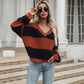 V Neck Striped Fall Sweater