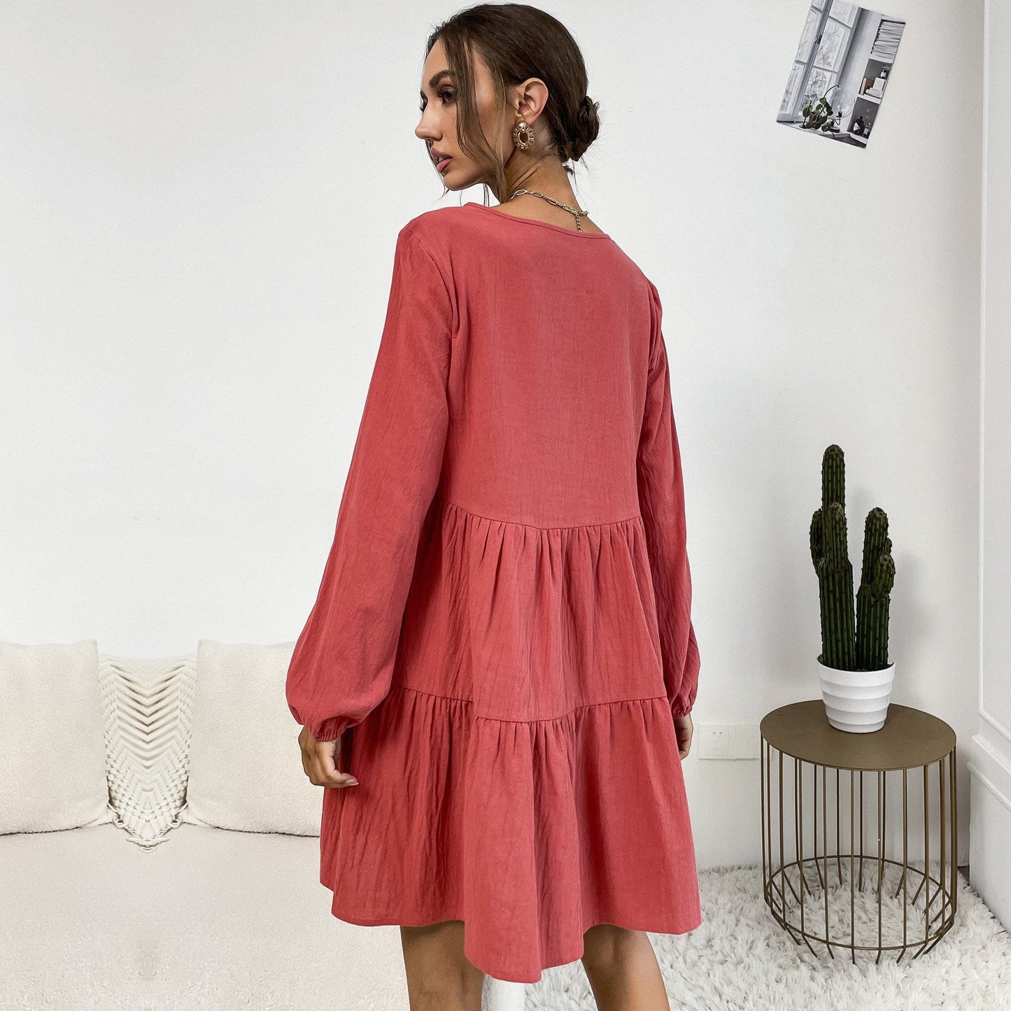 Round Neck Smock Dress