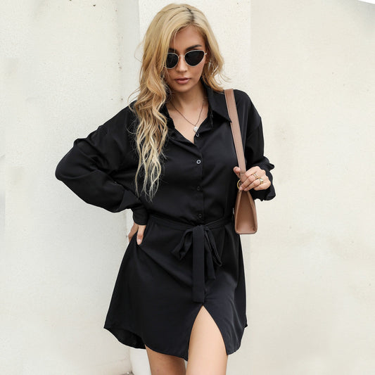 Solid Button Down Polo Dress