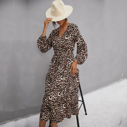 Leopard Print Flowy Midi Dress