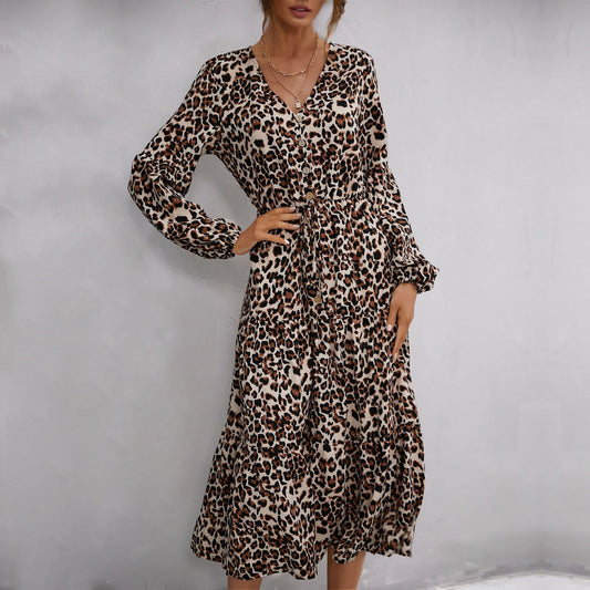 Leopard Print Flowy Midi Dress