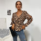 Leopard Cutout Sleeve Blouse