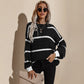 Drop Shoulder Striped Oversized Knit Sweater