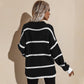 Drop Shoulder Striped Oversized Knit Sweater