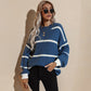 Drop Shoulder Striped Oversized Knit Sweater